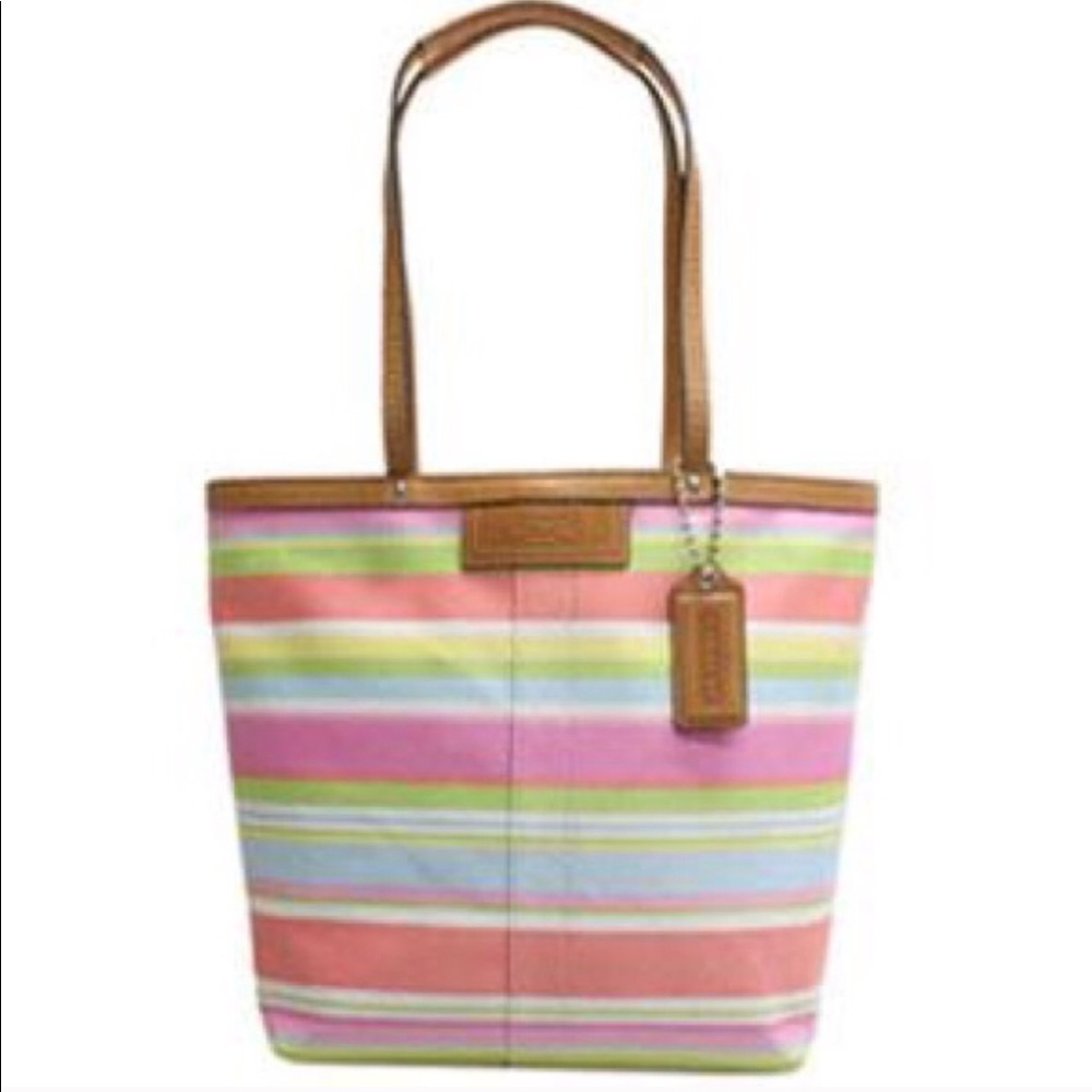 Coach Multiple Colours Striped Small Tote